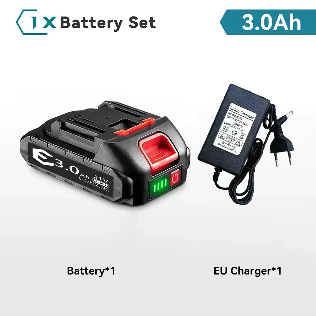 5S1P 21V Rechargeable Battery 128VF 3000mAh Lithium Ion Battery for Makita Electric Power Tool Battery EU Plug