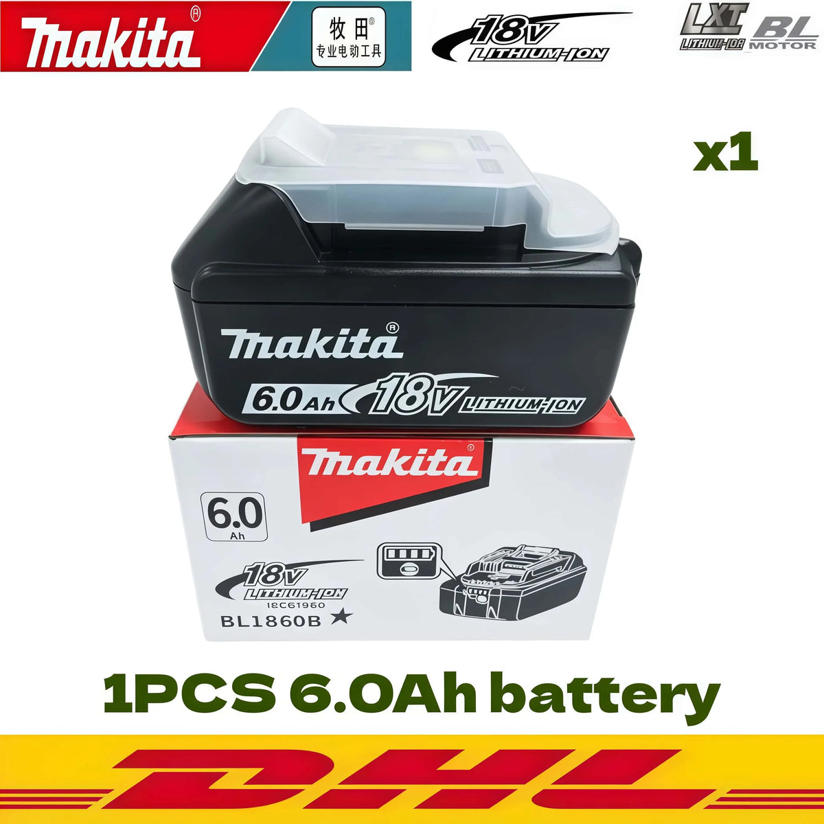 6AH Original Makita 18 V Battery Rechargeable Power Tool Battery Replaceable LED Lithium-ion LXT BL1860B BL1860BL1850 BL1830