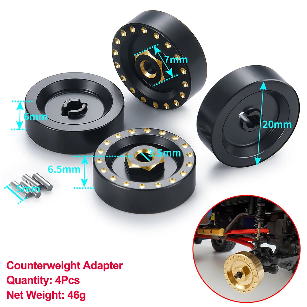 YEAHRUN Axial SCX24 Upgrade Parts Brass Counterweight Wheel 