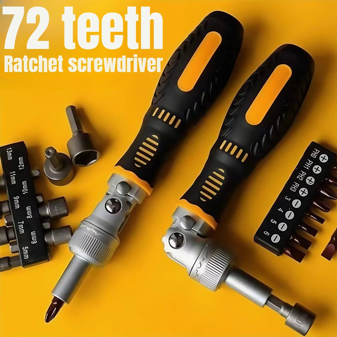 72-Tooth Ratchet two-way screwdriver Set bendable labor-savi