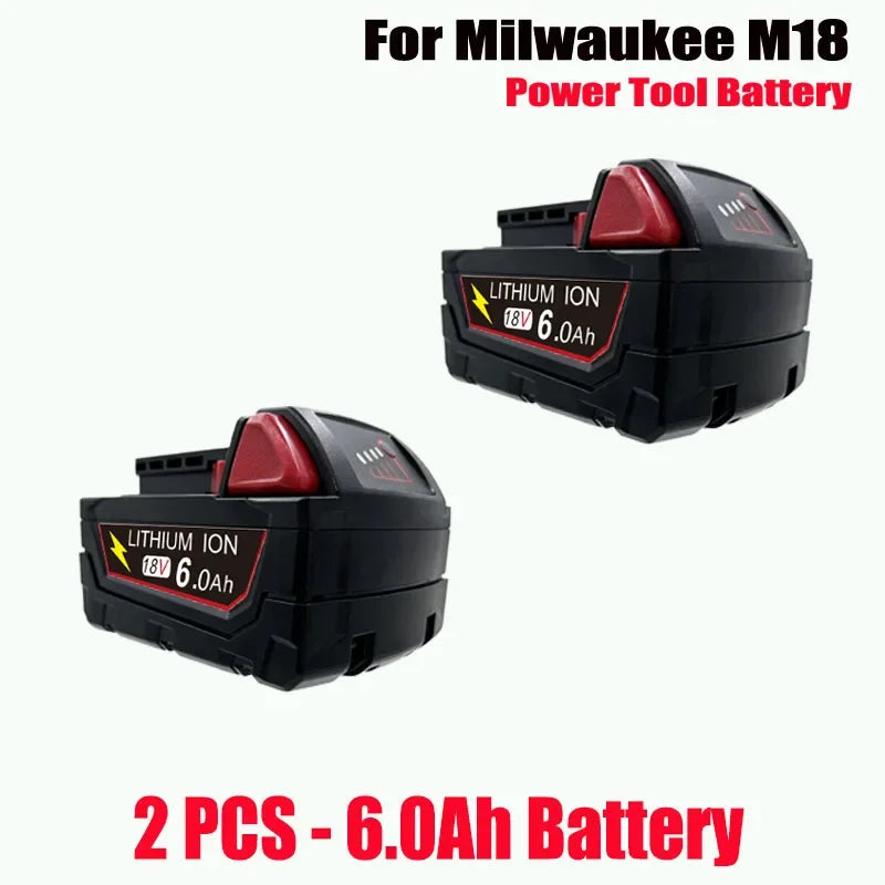 New Style For Milwaukee M18 Power Tool Battery Charger 18V 6000mAh M18B5 48-11-1860 18650 Battery 6.0Ah 9.0Ah 12.0Ah