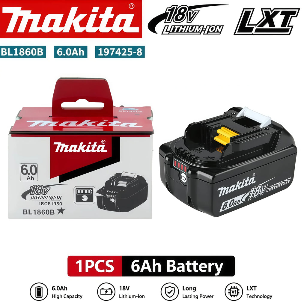 100% Genuine Original Makita BL1860B 18V 6Ah Lithium Battery for BL1850B BL1840B Cordless Drill Impact Wrench Power Tools