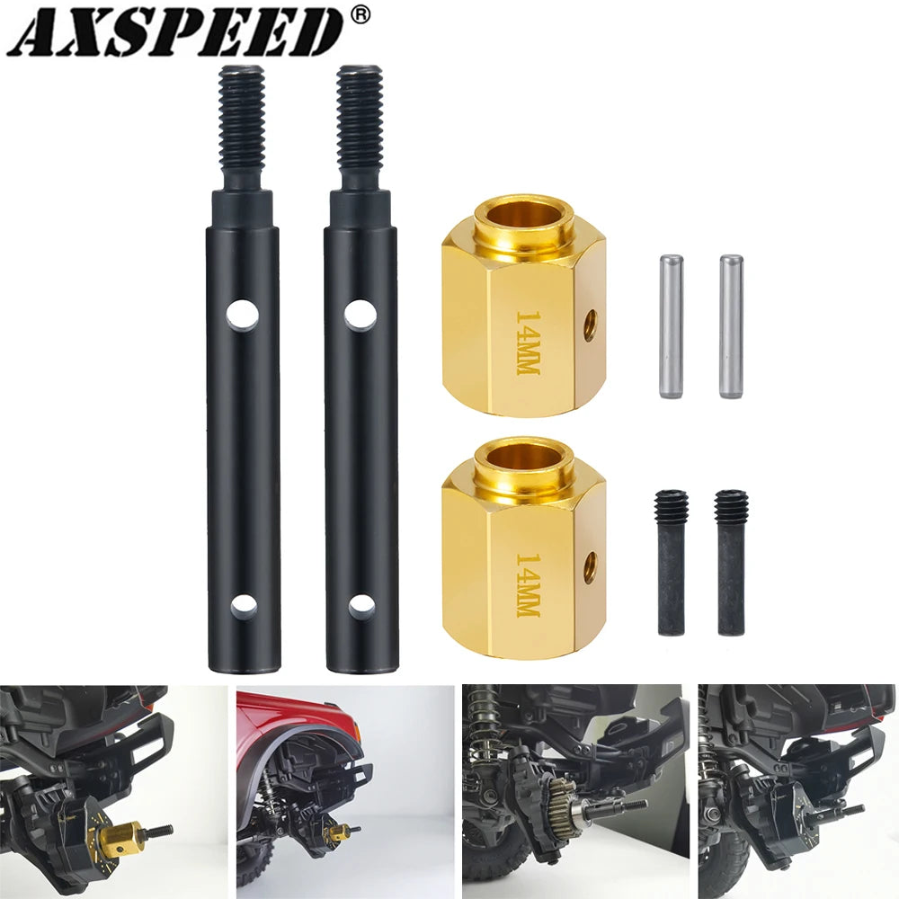 AXSPEED Metal Portal Stub Axle Drive Gear Shaft & Wheel Hex 