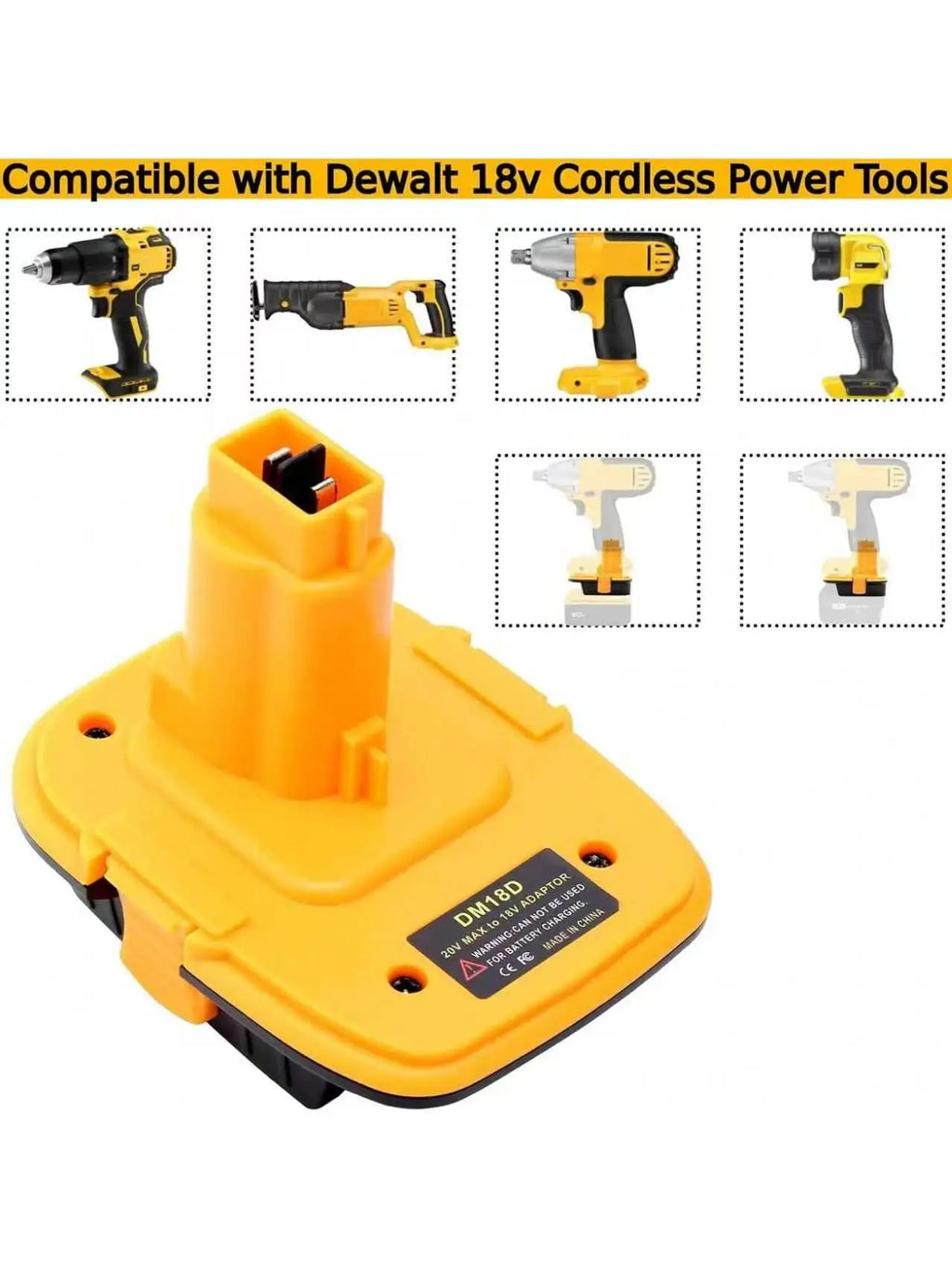 2-Pack DM18D Adapter Compatible with De-walt 18V Tools Adapt