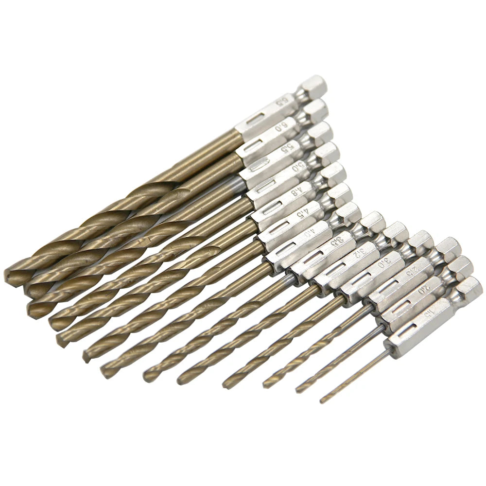 Hexagonal Handle 13pc Titanium Plated Twist Drill 1.5-6.5mm 