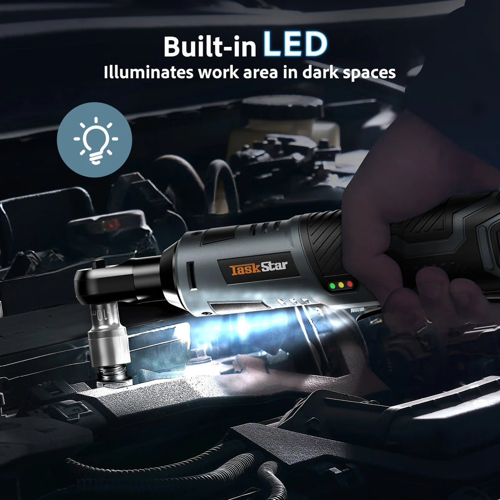 3/8 Driver Cordless Ratchet Wrench with 1/4 Adapter&7 Socket