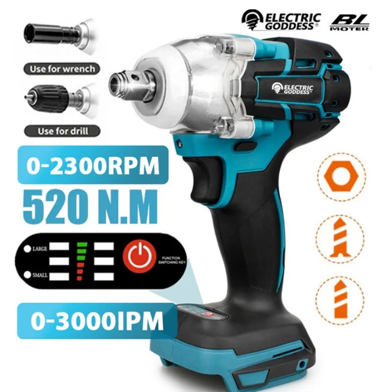 TW285 520N.m Brushless Electric Impact Wrench 1/2 Inch Cordl