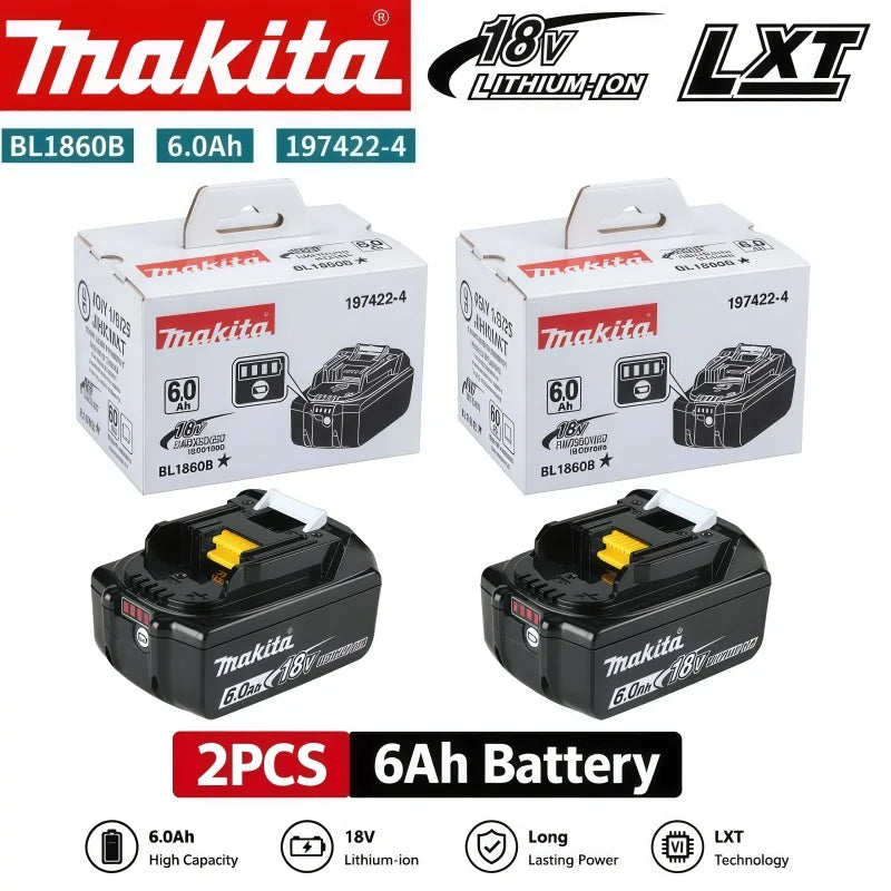 Genuine BL1860B 18V 6.0Ah Li-ion Battery for Makita 18V LXT Cordless Drill Driver Wrench Saw Power Tool with LED Indicator