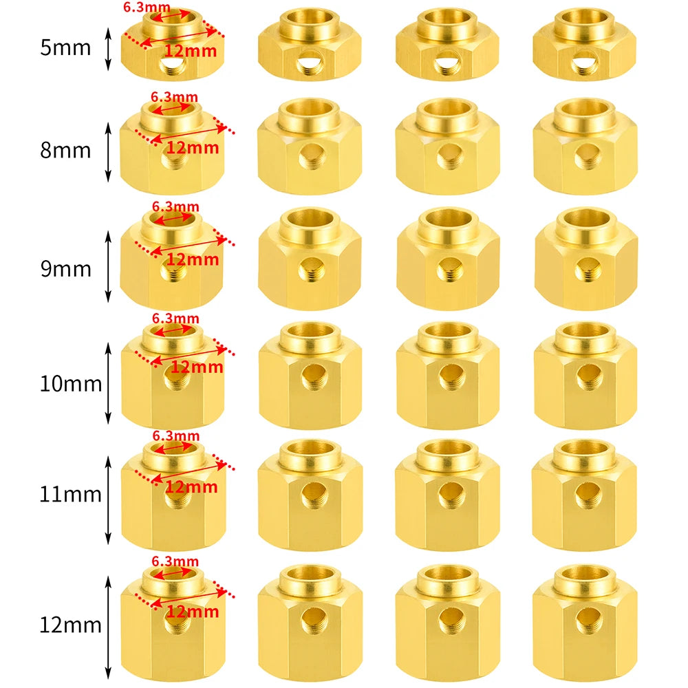 AXSPEED 4PCS 12mm Wheel Hex Adapter Heavy Duty Brass 5/8/9/1