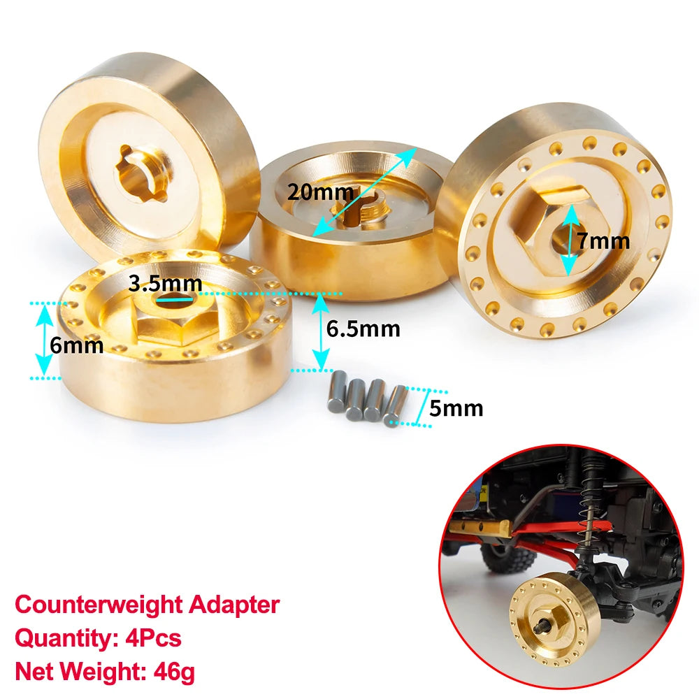 AXSPEED Axial SCX24 Upgrade Parts Brass Counterweight Wheel Hex Adapter Axle Diff Cover Steering Knuckle Girder Motor Gears