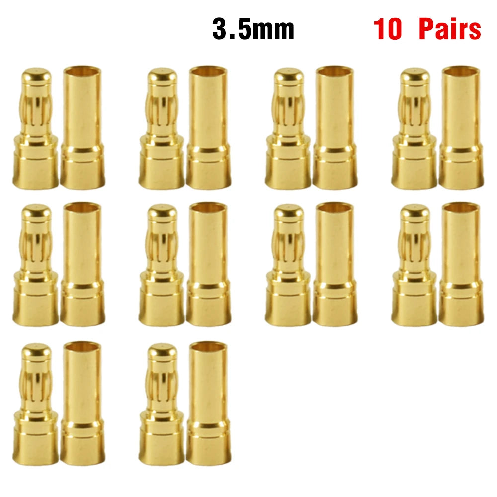 9IMOD 5/10Pair RC Bullet Connectors 2/3/3.5/4.0/5/5.5/6/8mm Male Female Banana Bullet Connector Plug Gold-plated Adapter