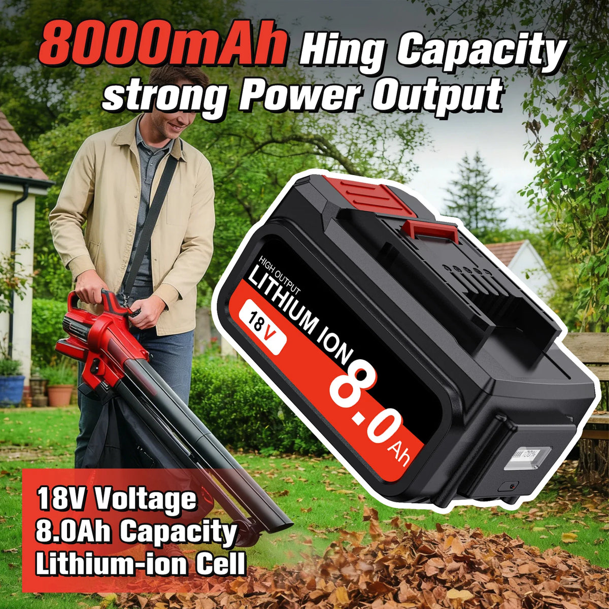 For EINHELL EIN18C2 18V 8.0Ah Battery Li-ion Replacement Bat