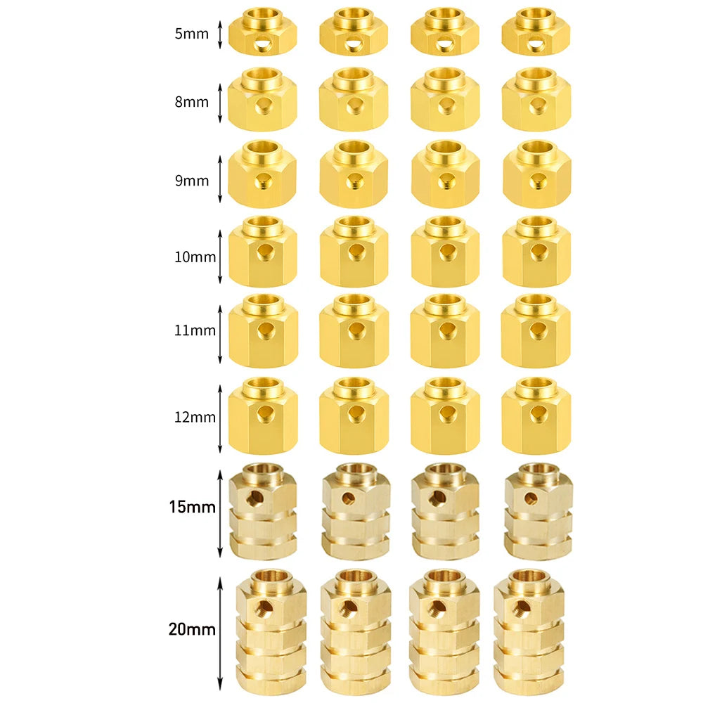 AXSPEED 4PCS 12mm Wheel Hex Adapter Heavy Duty Brass 5/8/9/1