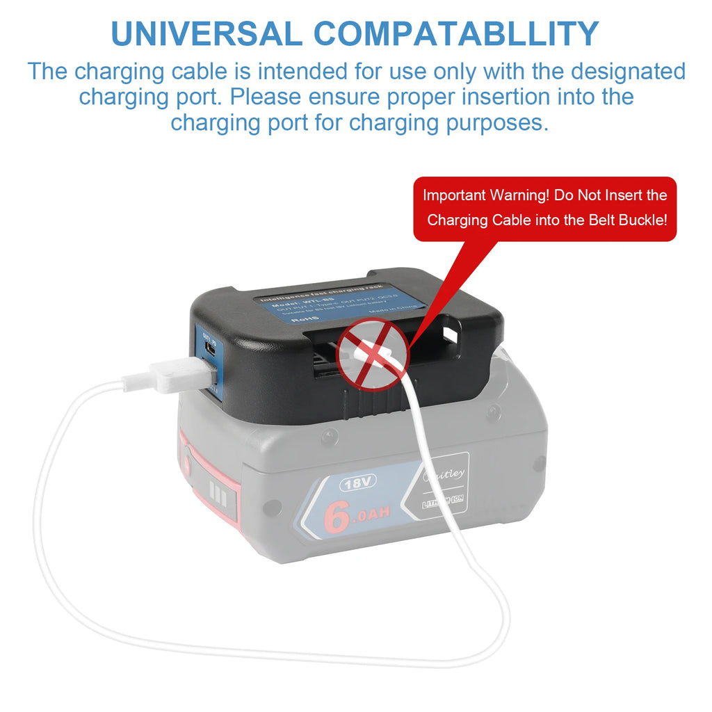 Fast Phone Charger Rack for Bosch 18V 14.4V Battery to Conve