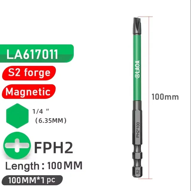 LAOA Strong Magnetic Phillips Screwdriver S2 Screwdriver Bit for Electricians PH2