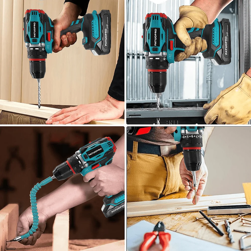 10mm Brushless 2-Speed Electric Drill Cordless Drill Screwdr