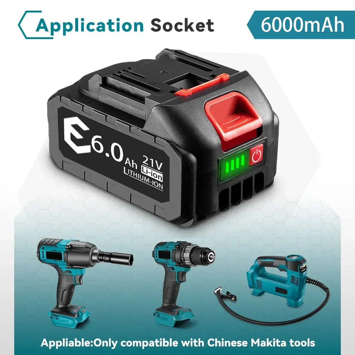 21V MAX 18V Rechargeable Battery 388VF 6000mah Li-ion Batter