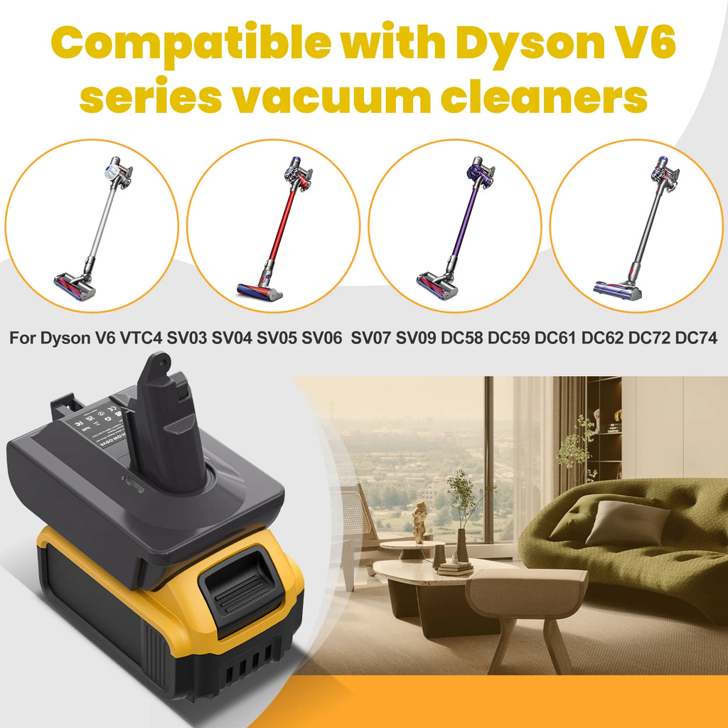 Turpow For Dewalt DCB200 Battery to Dyson V6/V7/V8 Battery A