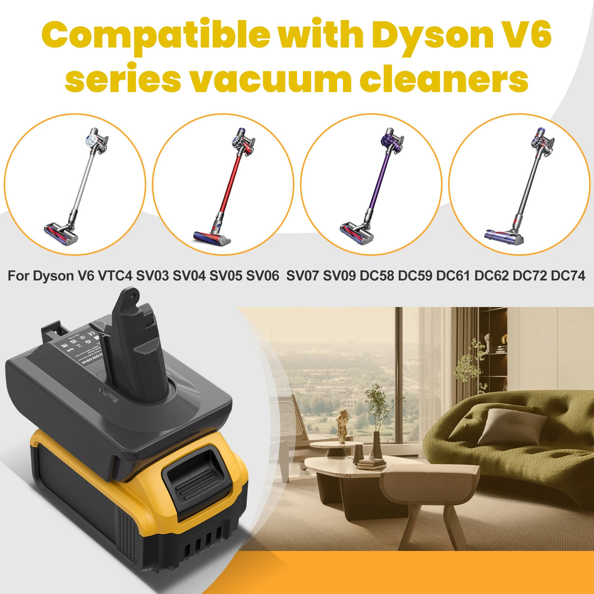 Turpow For Dewalt DCB200 Battery to Dyson V6/V7/V8 Battery A
