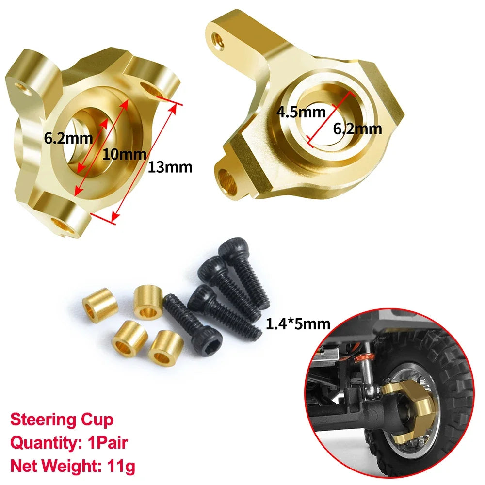 YEAHRUN Axial SCX24 Upgrade Parts Brass Counterweight Wheel Hex Adapter Axle Diff Cover Steering Knuckle Girder Motor Gears