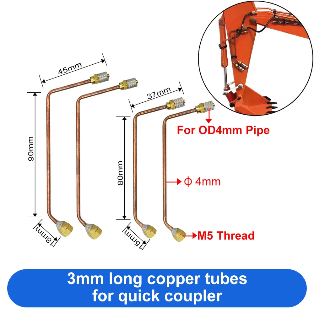 3mm/4mm Hose Hydraulic Copper Tube Welding M3/M5 Connector Bender Tool for RC Excavator Hydraulic Model Parts
