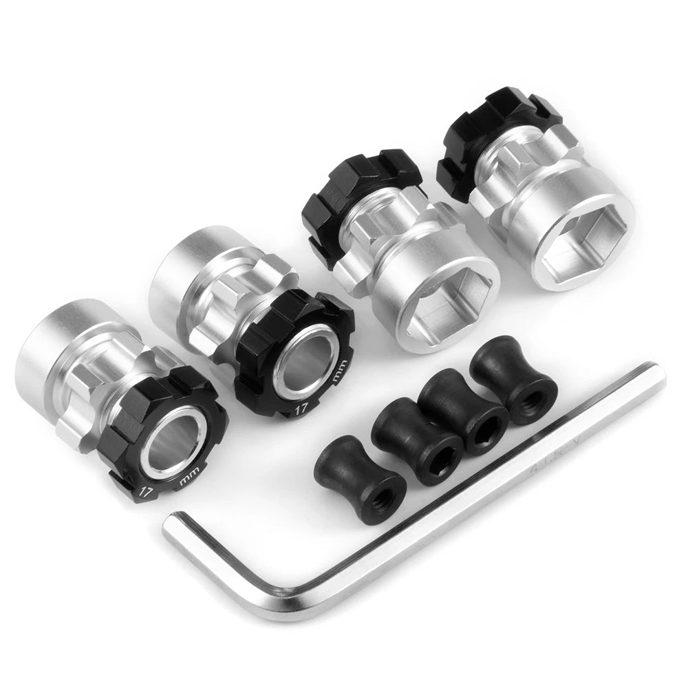 TRINOOD 4PCS Aluminum 12mm to 17mm Extended Adapter 12mm Hex Drive Hub for 1/10 Slash 4X4 RC Car Upgrade Parts