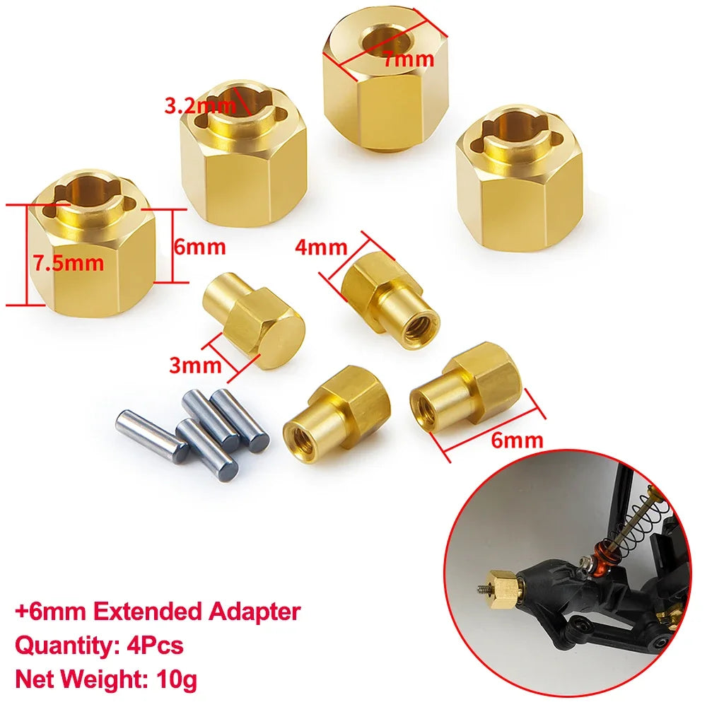 YEAHRUN Axial SCX24 Upgrade Parts Brass Counterweight Wheel Hex Adapter Axle Diff Cover Steering Knuckle Girder Motor Gears
