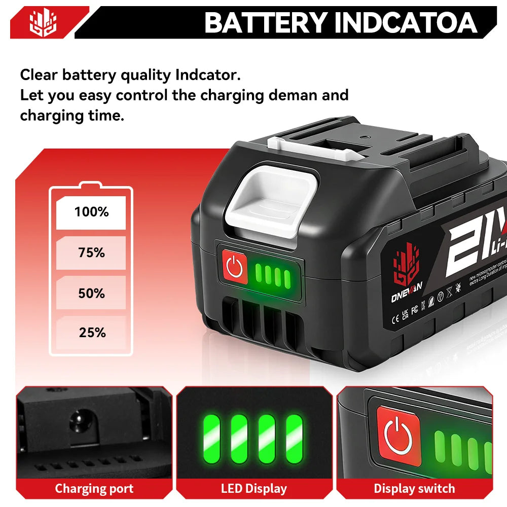 ONEVAN 15000mAh 22500mAh Lithium Ion Battery Rechargeable Ba