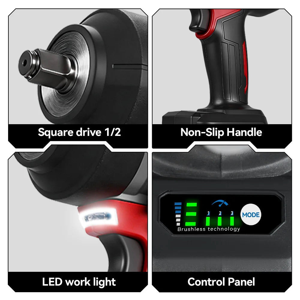 ONEVAN 8000RPM 2800N.M Brushless Electric Impact Wrench Cord