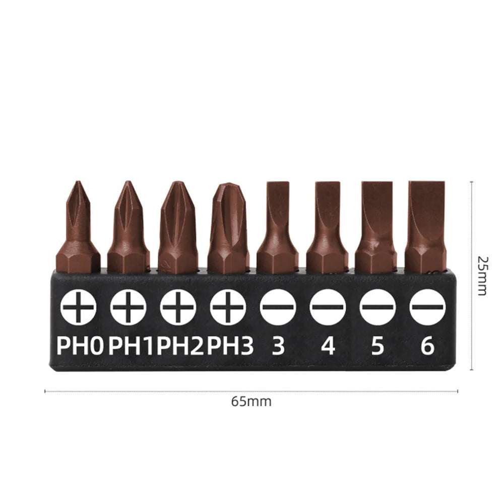8pcs 1/4 Screwdriver Bit Set S2 25mm Cross Hexagonal Torx wi