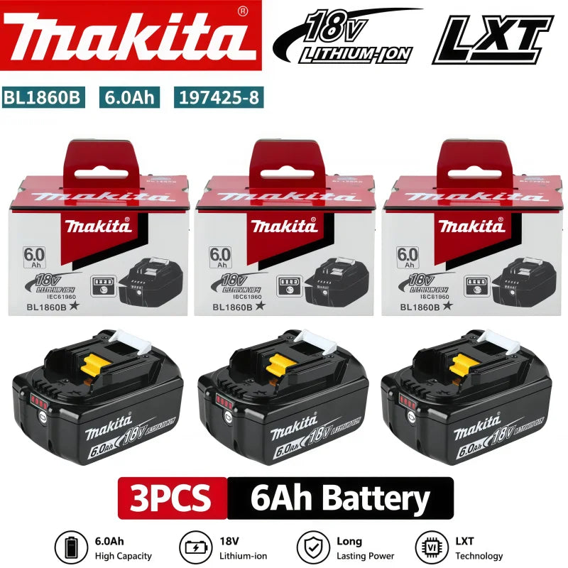 100% Original 6AH makita BL1860 18V Battery Power Tools Li-ion Replacement LXT BL1850 BL1840 for 18V Screwdriver with BMS 18V
