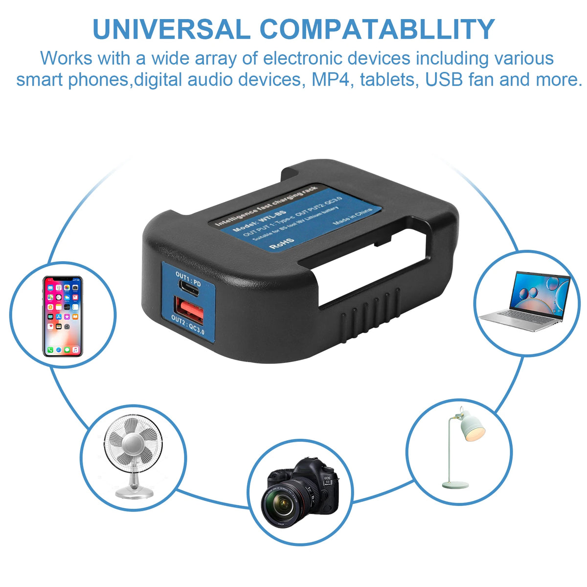 Fast Phone Charger Rack for Bosch 18V 14.4V Battery to Conve
