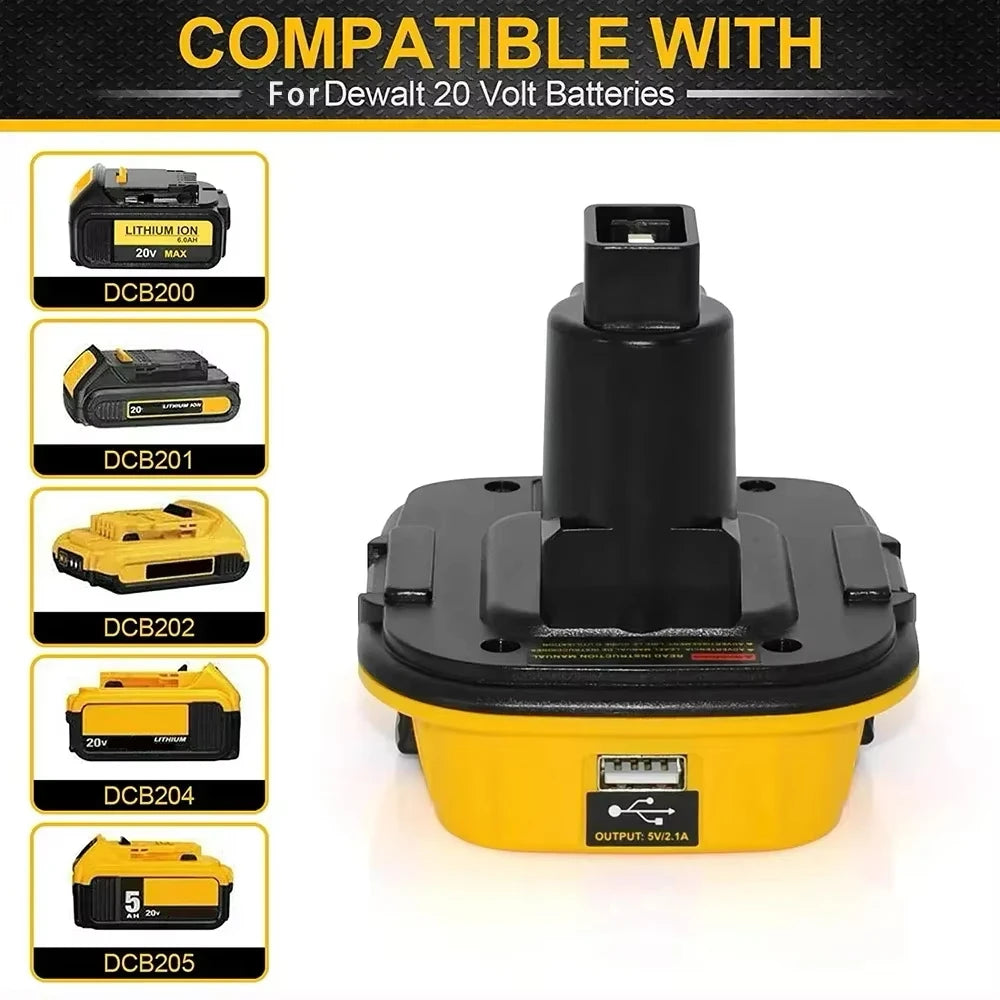 DCA1820 Power Tool Adapter USB Power Bank For Dewalt 20V Li-