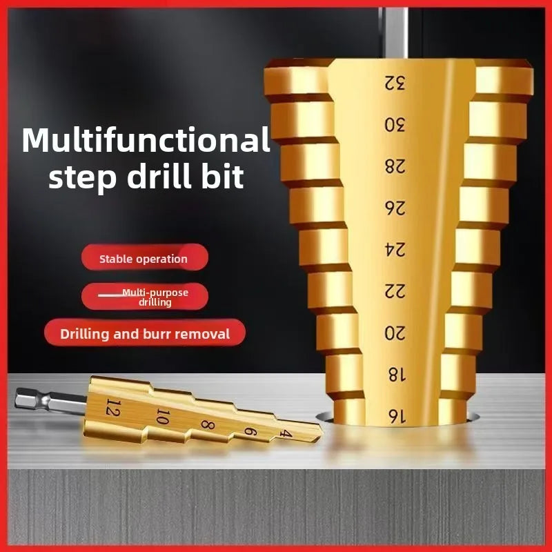 HSS Step Drill Bit 4-12mm 4-20mm 4-32mm Hex Titanium Cone Ho