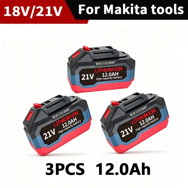 Original for Makita 21V Battery 6.0AH 12.0AH Power Tool Lithium Battery LED Indicator Batteries Pack for Makita 18V Battery Pins