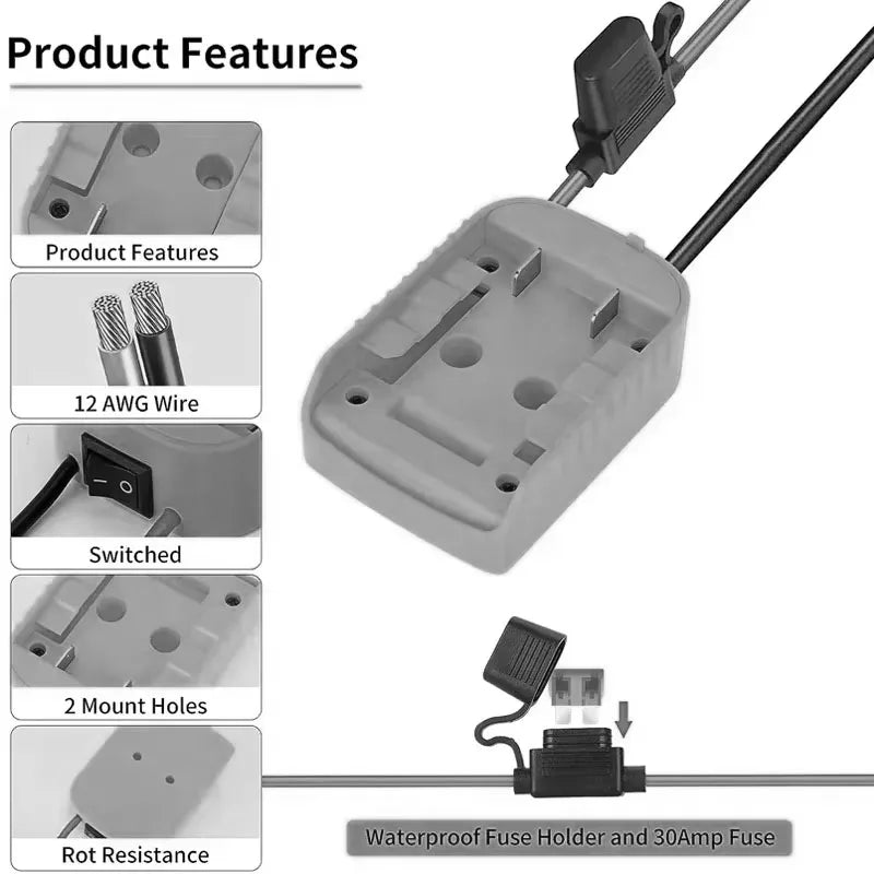 Power Wheels Adapter Battery Adapter For Dewalt/Milwaukee 18