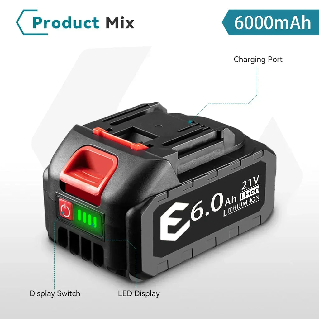21V MAX 18V Rechargeable Battery 388VF 6000mah Li-ion Batter