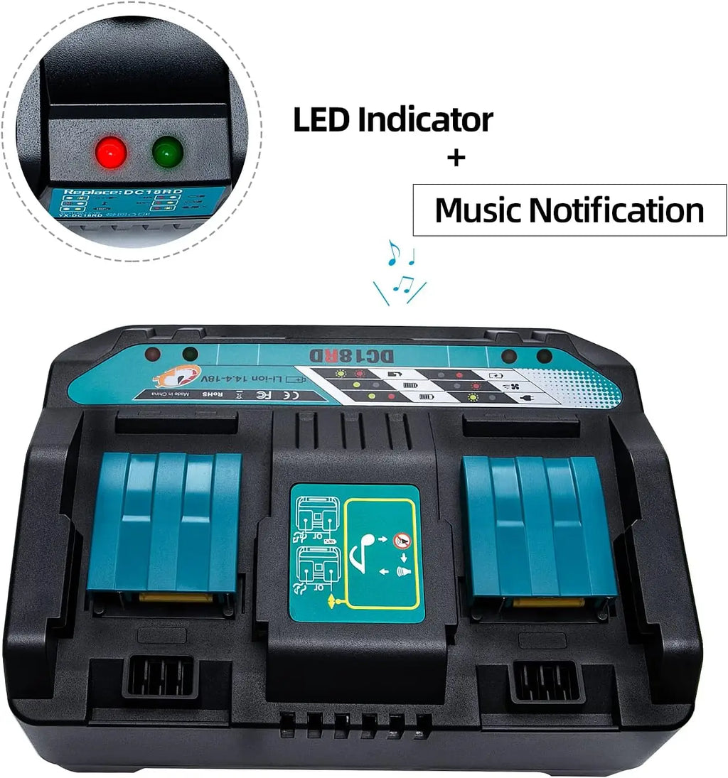 Dual Ports Lithium Battery Charger for Makita 14.4V-18V LXT 