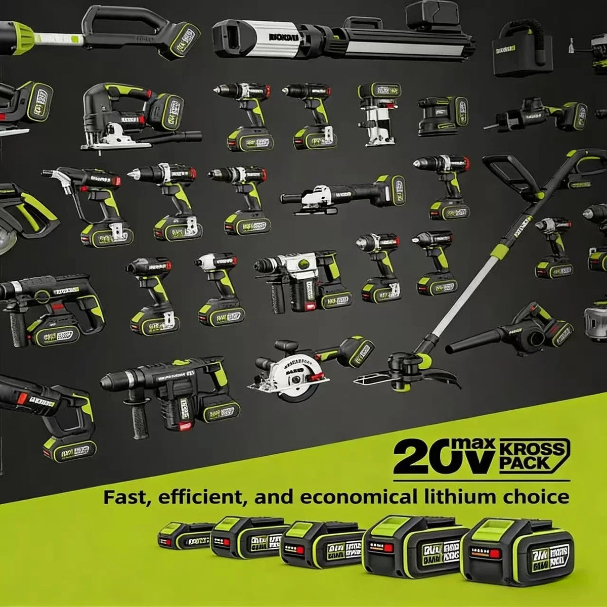 100% Orginal WORX Green 5-Pin Battery 20V 6.0 Ah/8.0 Ah Li-i