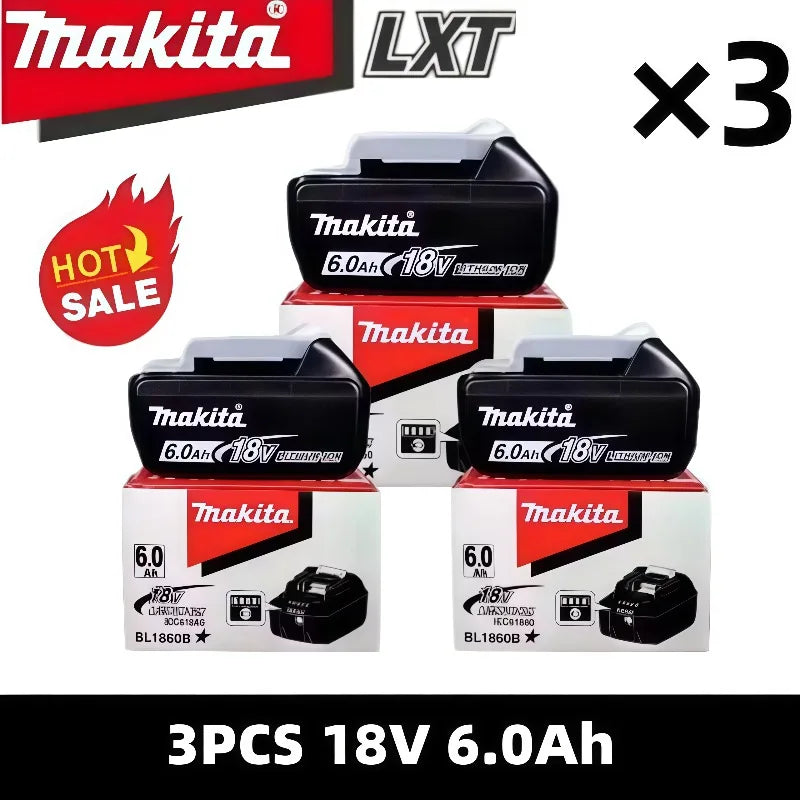 6Ah 100% Original Makita 18V Battery BL1860B Rechargeable Lithium-Ion Battery for Makita 18V Power Tools Replace the Battery.