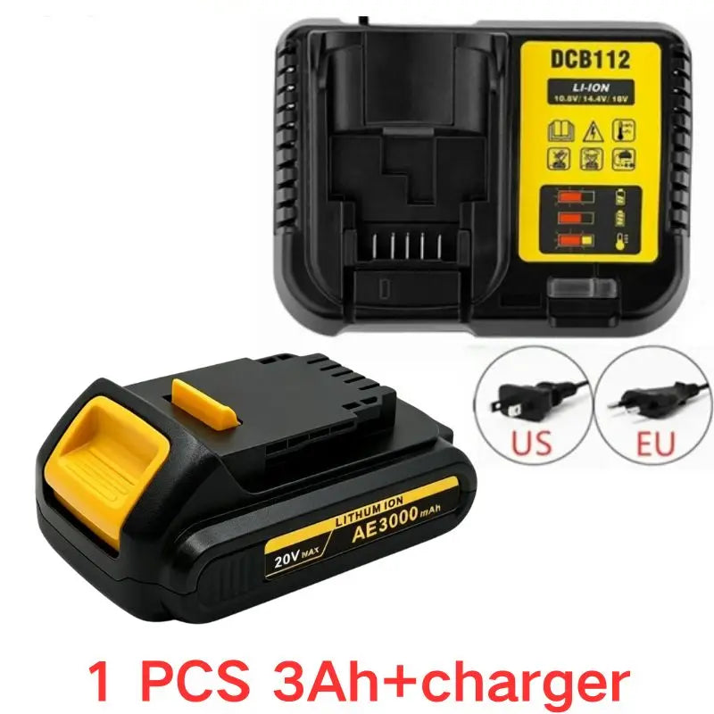 20V For DeWalt 12Ah/9Ah/8Ah/6Ah/3Ah Li-lon Battery Replacement DCB DCD DCF DCG series Power Tools+charger+electric drill