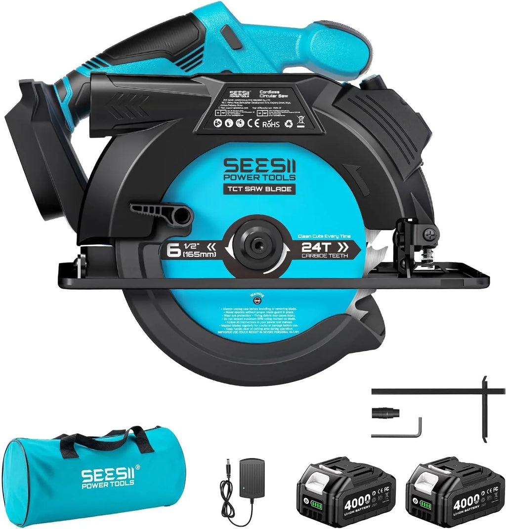 SEESII 6-1/2 Cordless Circular Saw 5200 RPM Electric Power S