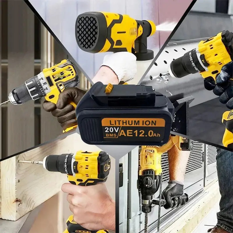 20V For DeWalt 12Ah/9Ah/8Ah/6Ah/3Ah Li-lon Battery Replaceme