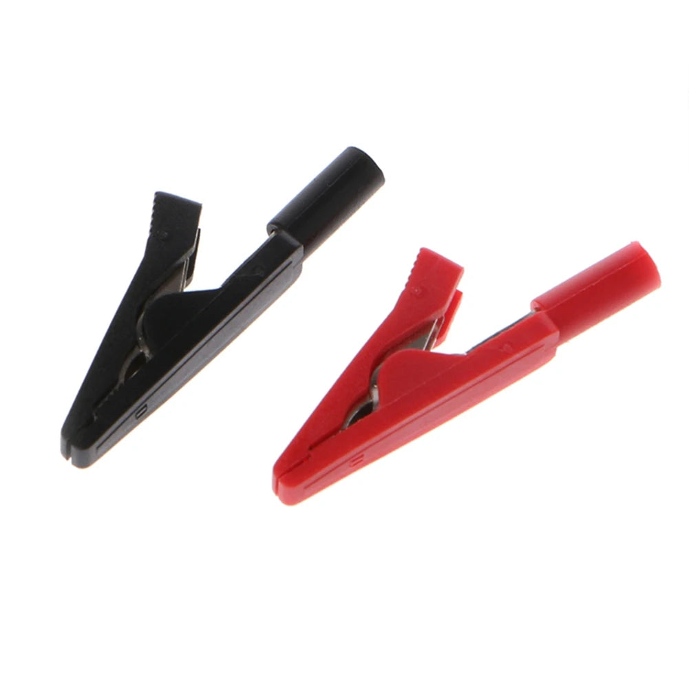 2Pcs Insulated Alligator Clip 2mm Battery Test Clip Banana F