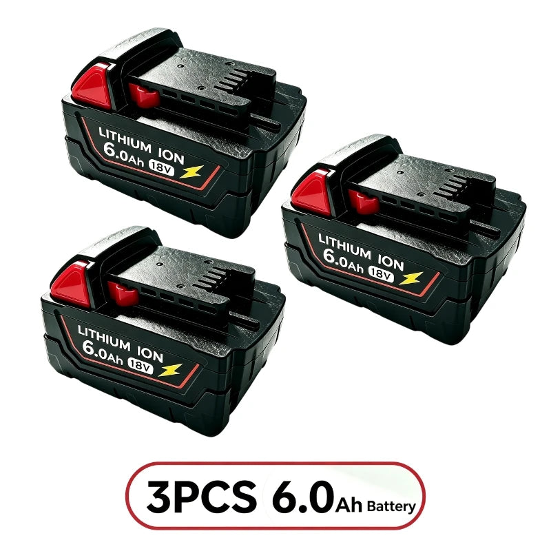2026 new style For Milwaukee M18 Power Tool Battery Charger BR XC 18V 6.0Ah M18B5 48-11-1860 Built-in 18650 Battery12.0Ah