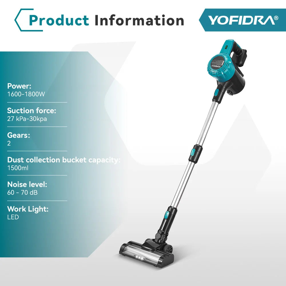 YOFIDRA 1.5L Cordless Electric Vacuum Cleaner Efficient Rech