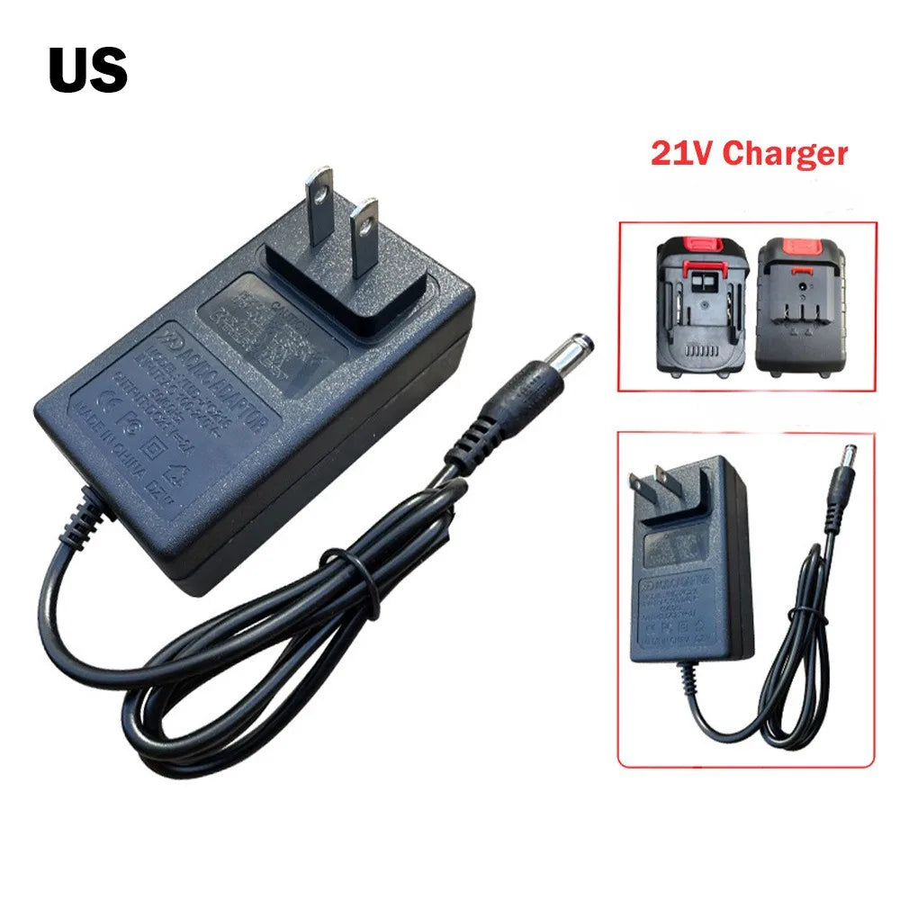 21V Lithium Battery Charger US/EU/UK/AU Plug 1A Power Tool Adapter Universal Fast Charging Battery Transformer