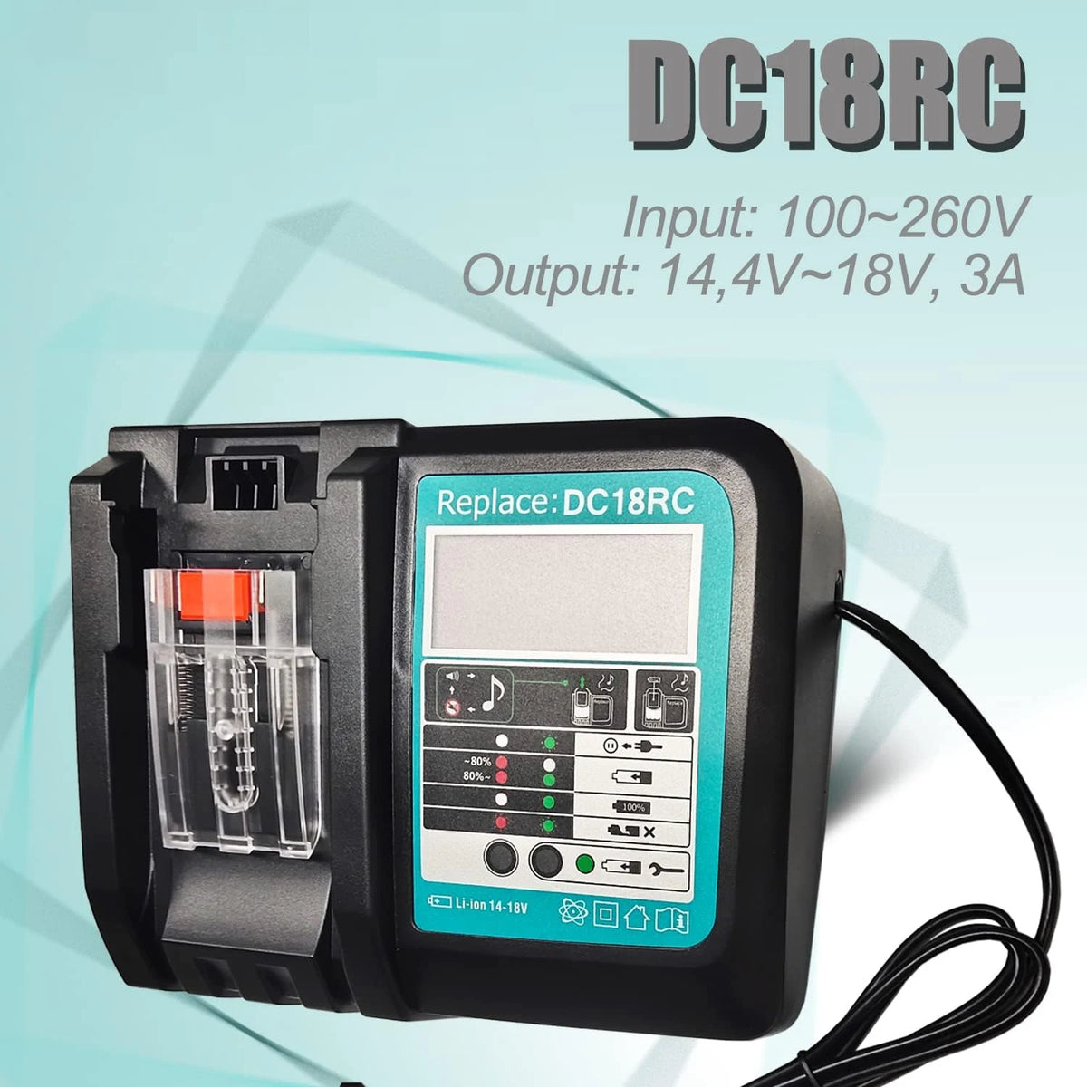 Replacement for Makita 14.4V - 18V Fast Battery Charger DC18