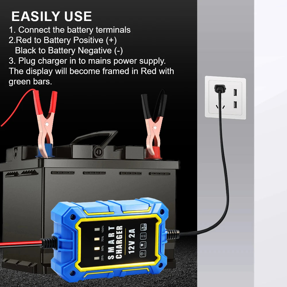 Intelligent Car Battery Charger Full Automatic Fast Power Ch