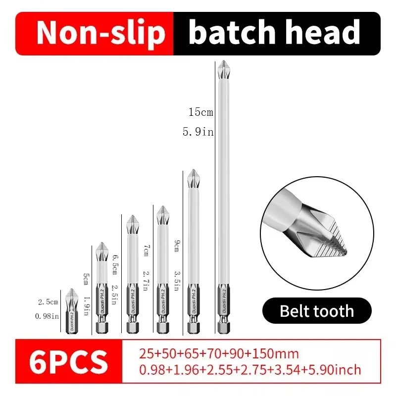 6 PCs Non-Slip Magnetic Cross Head Household Electric Driver